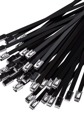 316喷塑不e锈钢扎带4.6*300黑色金属扎带桥架束线带标牌电缆扎丝