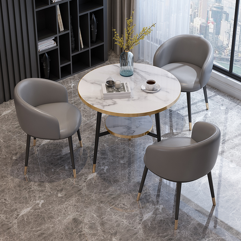 轻奢大理石洽谈桌椅组合休息区售楼处G谈判会客接待休闲简约圆餐