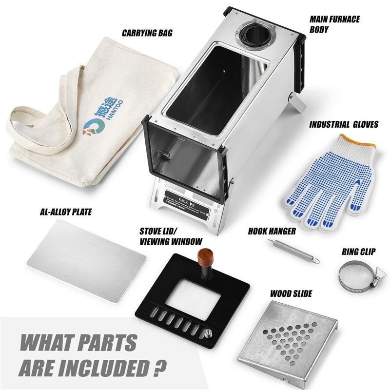 烧烤炉户外便携式柴火炉无烟移动柴火灶家用取暖室V内不锈钢柴火