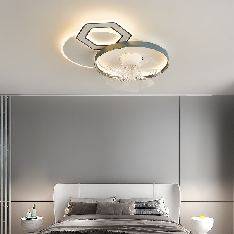 摇头卧室风扇灯2023新u款吸顶简约餐厅客厅隐形电扇家用吊扇灯