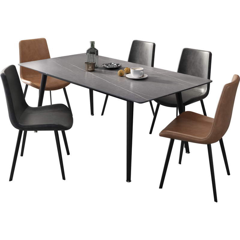 【香菇双十二】欧朗意式极简岩板餐桌椅组L合家用小户型长方形饭