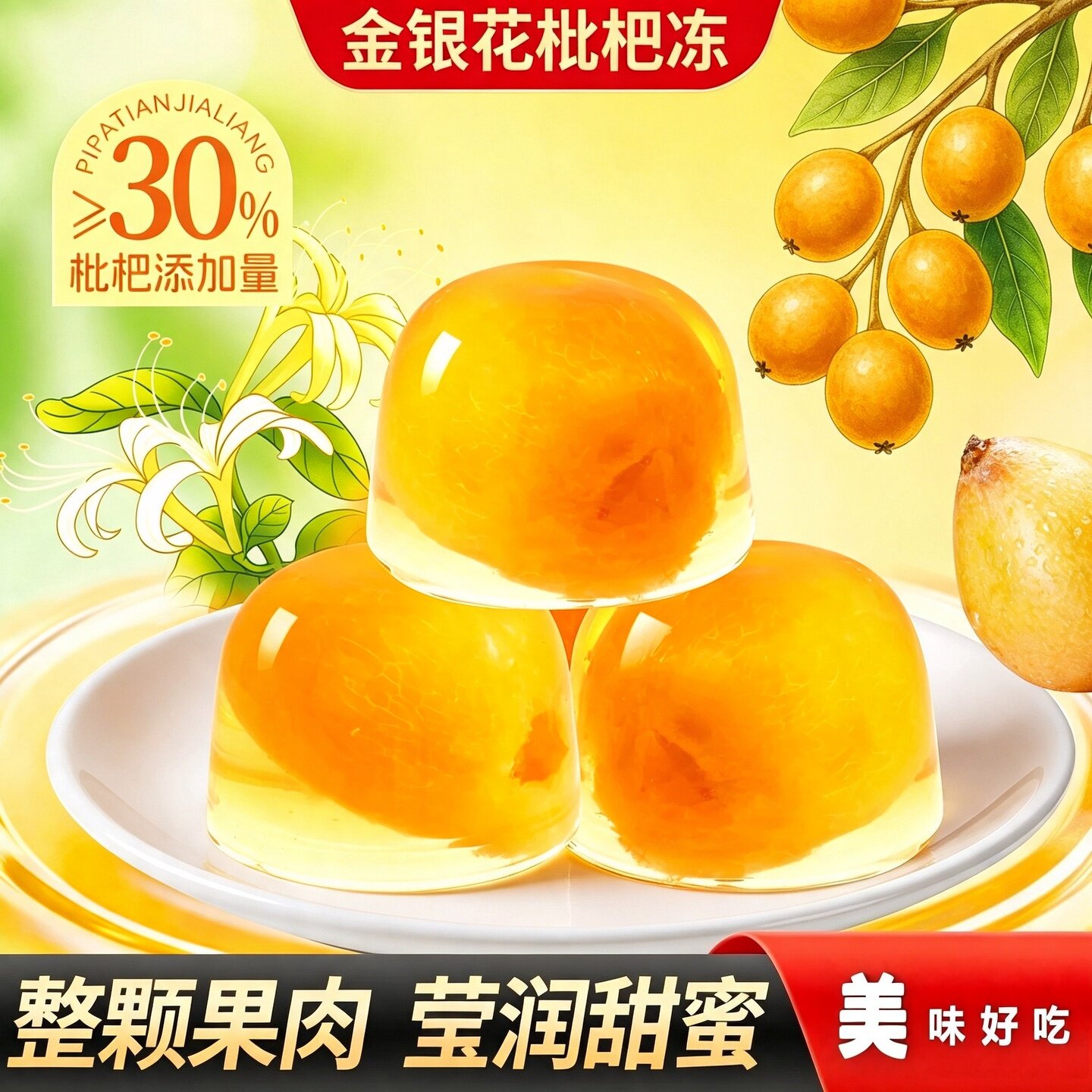 金银花枇杷整颗果肉冻布丁果冻图片