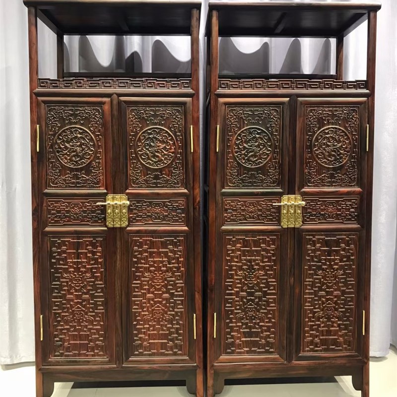 老挝红酸枝巴里黄檀回纹s书架餐边柜储物柜仿古典新中式红木家具