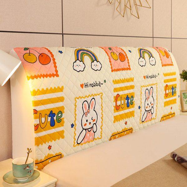 田园布艺全包床头罩套加厚北欧床头萬能保护套软包弹力夹棉防尘罩