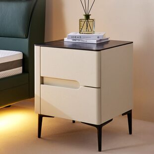 8H意式轻奢岩板床头柜北欧收纳柜储物柜简约现代卧室床边小柜子