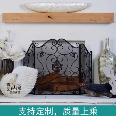 壁炉艺术风格型街街新款街三扇屏置物屏风隔断网状围栏炉罩装饰架