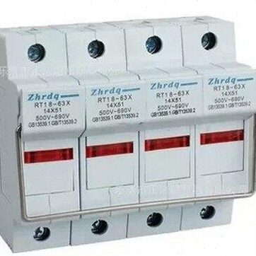 正浩RT18-63X 4P导轨按装保险丝熔断器底座 带指示灯 加厚铜件