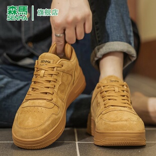 森马男鞋2026新款春季百搭潮牌低帮板鞋学生运动休闲小麦色潮鞋子