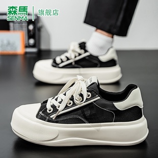 森马帆布鞋男款2026新款夏季百搭休闲板鞋青少年软底黑色布透气鞋