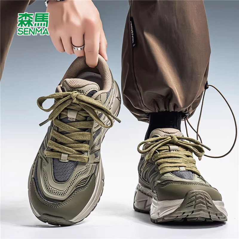 森马男鞋2026夏季透气网面运动鞋厚底增高青少年休闲系带老爹鞋子