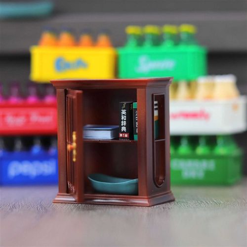 1:12娃娃屋迷你家具模型微缩摆件壁柜子置物架冰箱贴仿真小酒柜