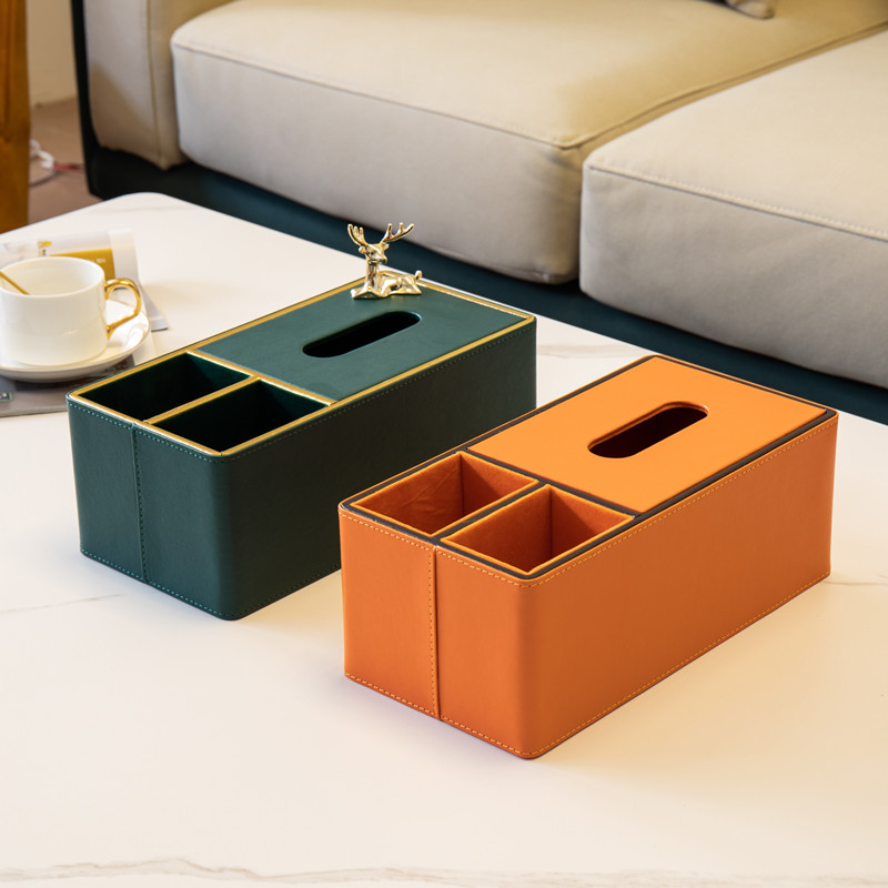 多功能纸巾盒客厅轻奢家用茶几遥控器收纳盒托盘花瓶软装搭配套装