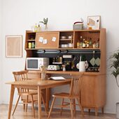 北欧小户型花园餐边柜餐桌一体靠墙家用碗柜哥本哈根实木高柜酒柜