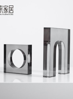 现代轻奢高级灰色几何水晶拱门摆件客厅茶几家居装饰品Y样板间软