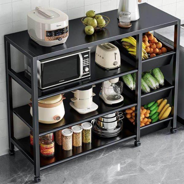 厨房多功能蔬菜篮子置物架落地多层微波炉锅具收纳架家用储物货架,厨房/烹饪用具,微波炉置物架,淘宝优惠券,粉丝福利购,淘宝优惠卷