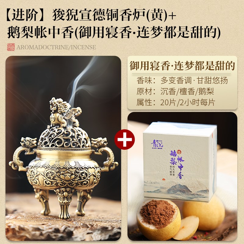 狻猊纯铜香炉家用室内熏香炉高级感仿古三足檀香炉中式Z宣德铜香