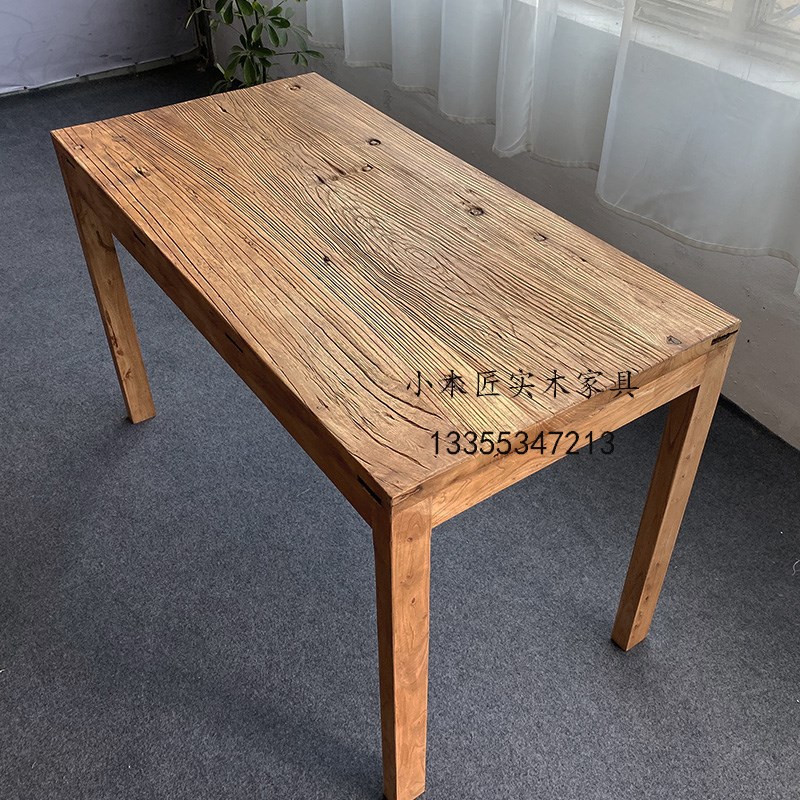 老榆木餐桌复古怀j旧方桌侘寂风全实木八仙桌茶桌饭店民宿中古桌