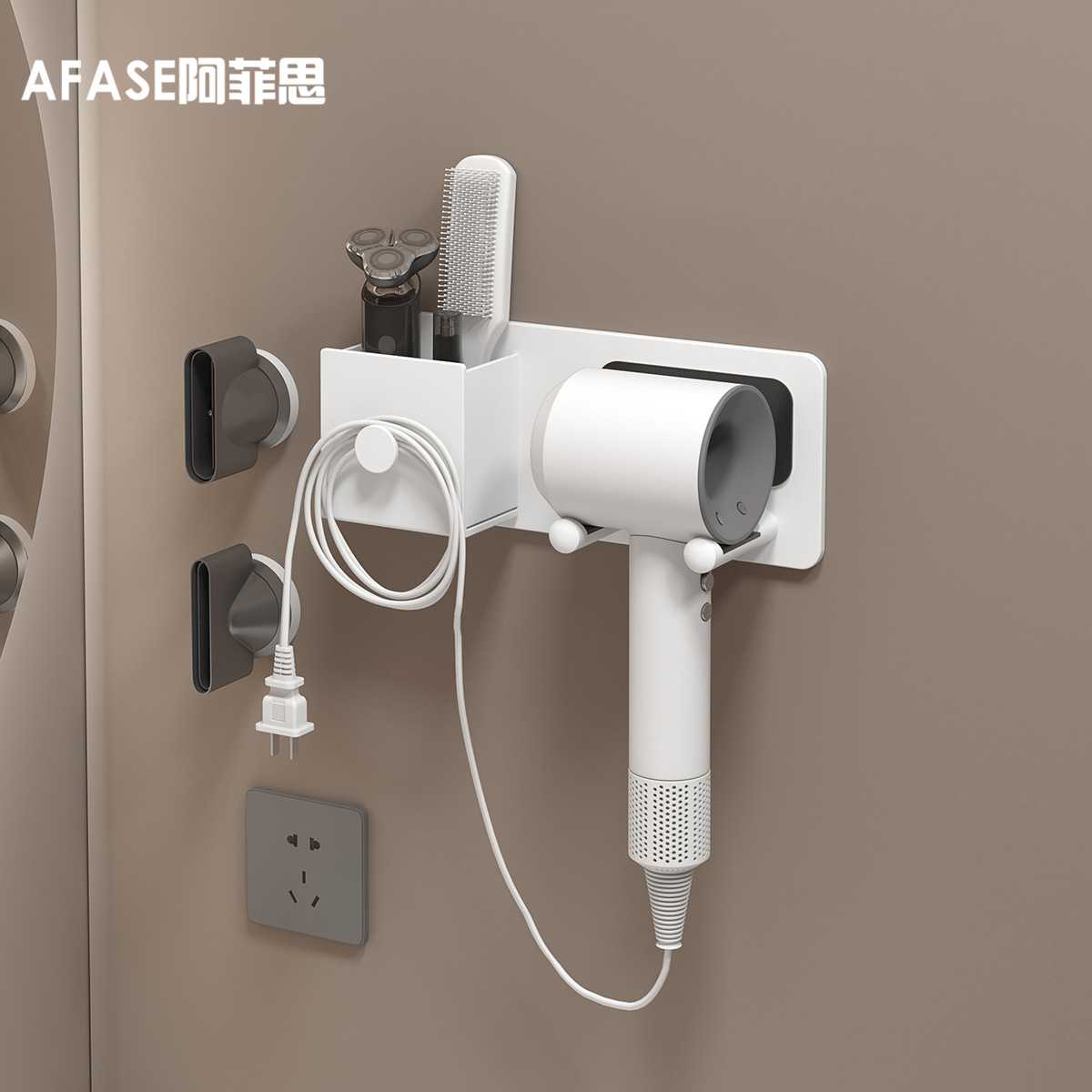 吹风机置物架免打孔卫生间电吹风挂架浴室壁挂式风筒支架墙面收纳