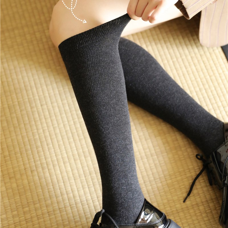 【显瘦不下滑】宅小惑羊毛高筒袜微压黑色小腿袜女春秋jk过膝袜