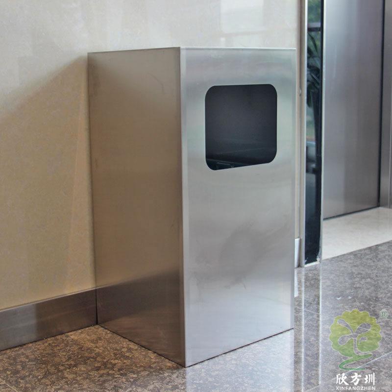 热销户外室内方形组合式方形不锈钢分类垃圾桶简约金属单筒果皮箱