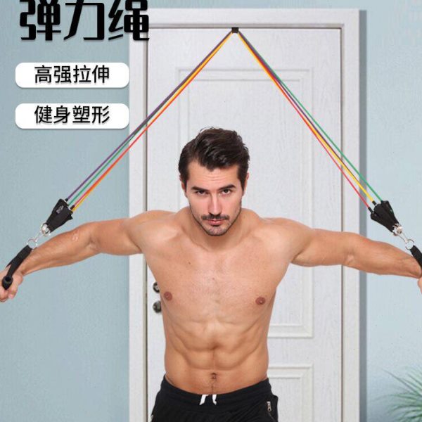 拉力绳健身臂力绳子拉力带多功能门上弹力绳居家练背器材家用夹门