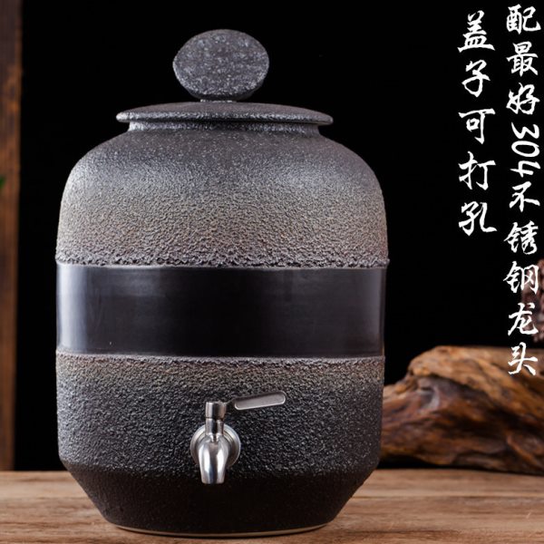 陶瓷储水罐带龙头凉水壶装油家用蓄水桶自助饮料桶泡茶麦饭石水缸