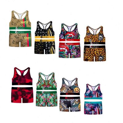 ethika Women Sexy 2 Piece Set Printed Tube Crop Top Biker Sh