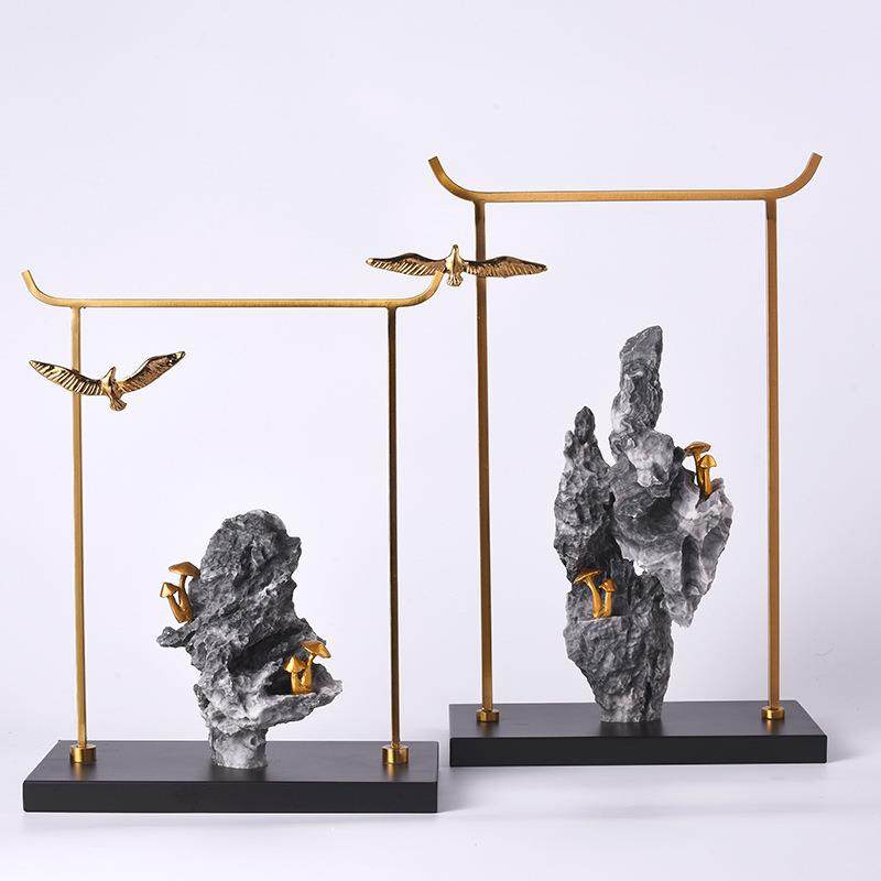 新中式创意太湖石假山家居装饰摆件样板房客厅书房电视柜玄关配饰