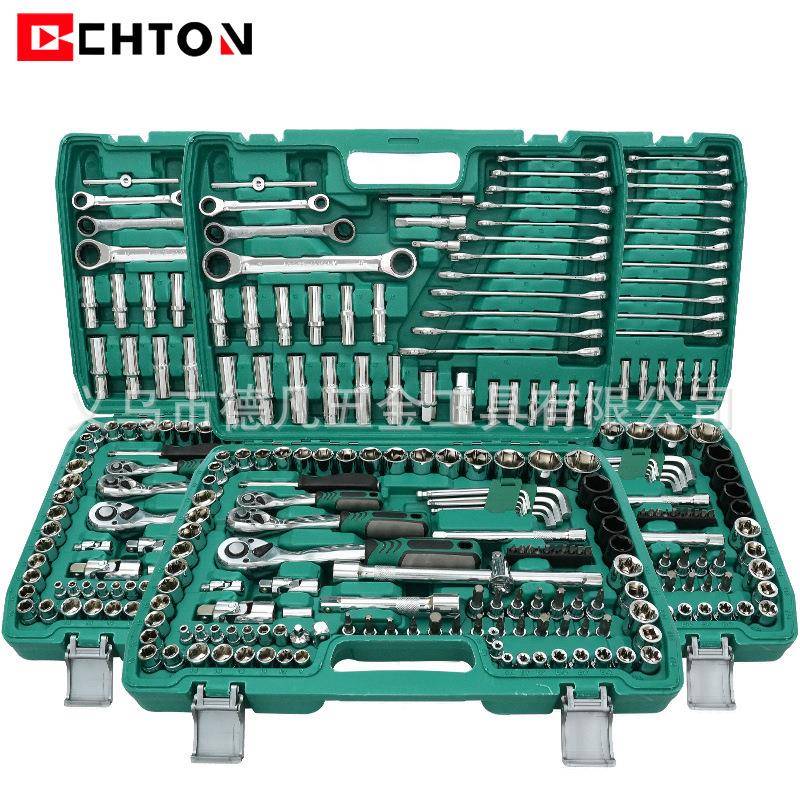 151件套铬钒钢汽修72齿快速棘轮扳手两用扳手接杆套筒工具套装