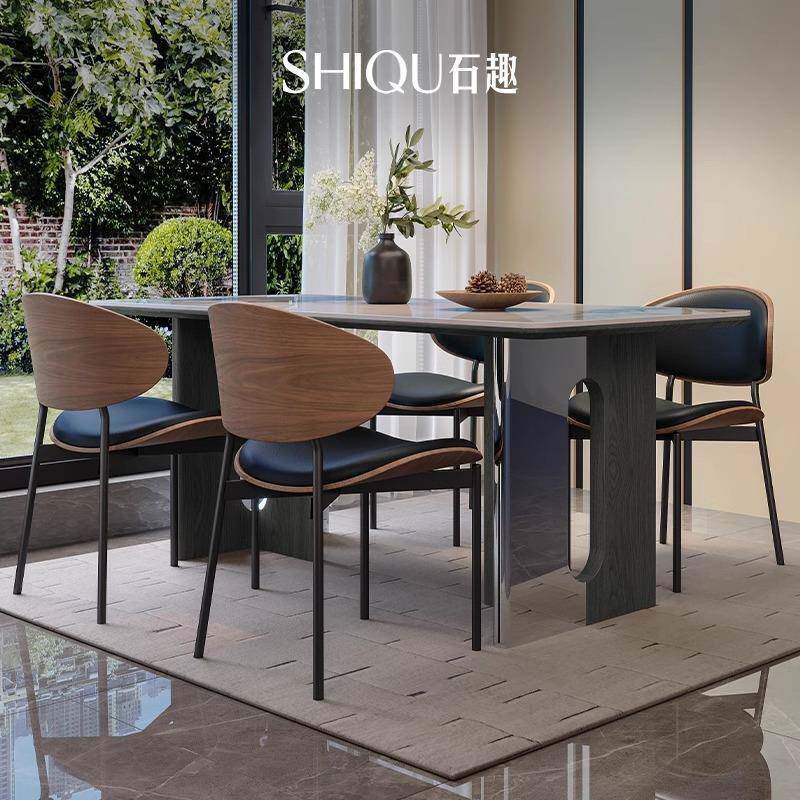 岩板餐桌椅组合意式极简家用设计师现代简约北欧小户型长方形饭桌