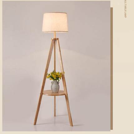 享域现代洒店公寓北欧木艺卧室创意落地灯客厅简约LED置物架灯饰