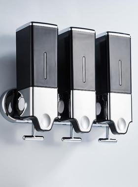 1500ml黑色方形皂液器三瓶打孔免打孔给皂机拉杆皂液盒