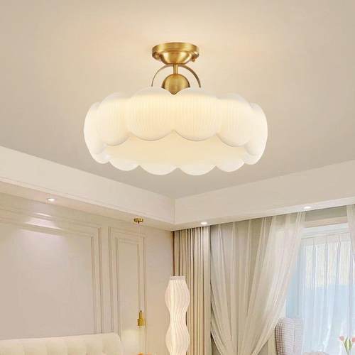 全铜吸顶灯中古风法式奶油公主房主卧现代简约智能灯具