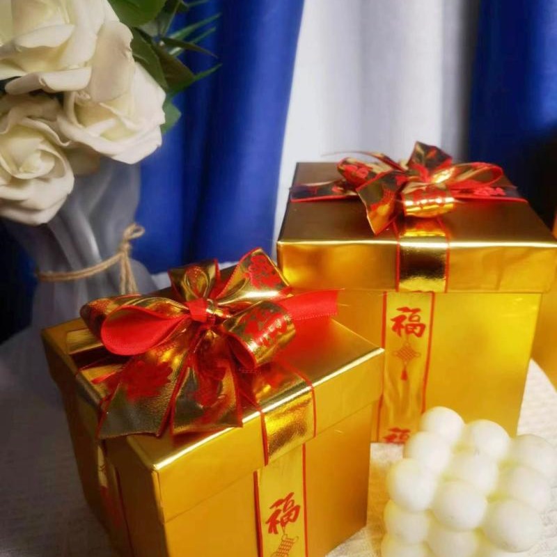 春节福橱窗展示喜庆礼盒婚庆道具摆设包装盒节日硬盒商场橱窗包邮