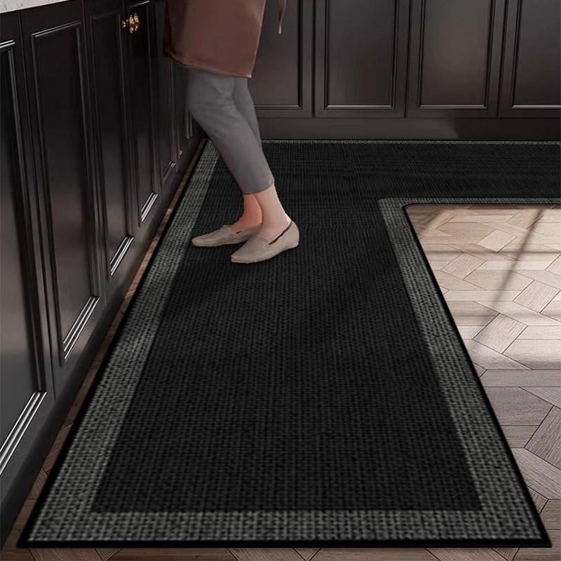 素色厨房地垫整L形防滑防油可擦免洗硅藻泥吸水吸油脚垫耐脏地毯