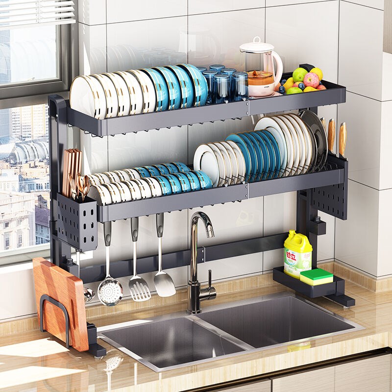 集简空间厨房置物架水槽上方放碗架洗碗池沥水架不锈钢碗碟碗盘洗