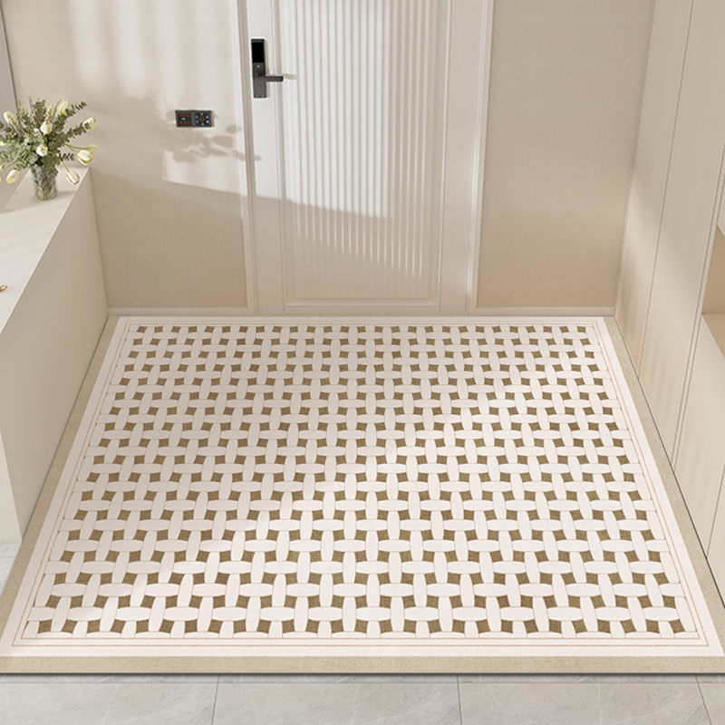 日式奶油风地毯pvc入户门垫可擦洗裁剪皮革脚垫门口进门玄关地垫