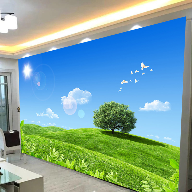 自粘风景海景山水树林森林壁纸墙贴画温馨卧室客厅背景装饰墙壁画