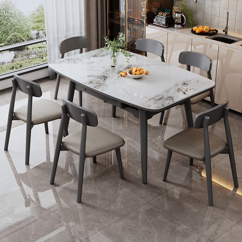 北欧西餐桌伸缩方圆两用实木餐桌椅组合小户型家用桌子