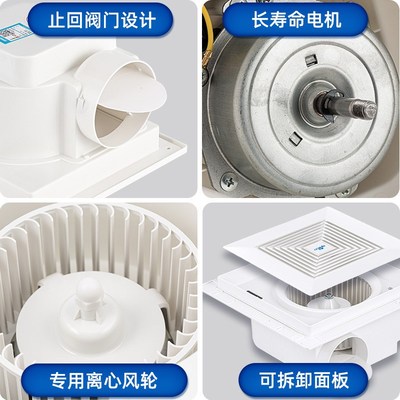 正野吊顶式换气扇天花板管道式排风扇静音大风量室U内卫生间抽风
