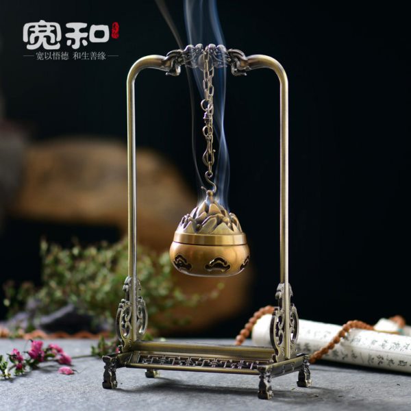 宽和倒流香炉全铜家用室内仿古吊挂博山炉茶道檀香盘香炉装饰礼物