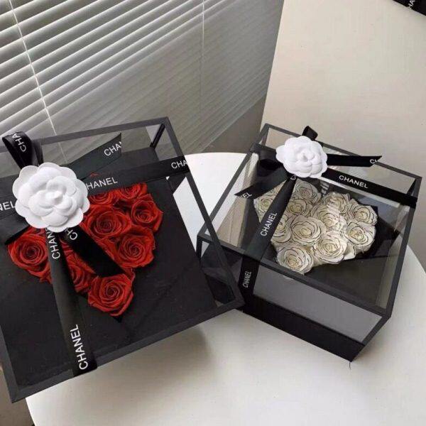 高透亚克力心形花盒花束花艺包装材料鲜花礼品盒情人节玫瑰花方盒