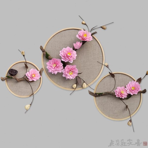 小池睡莲立体花艺装饰画禅意新中式家居壁饰挂件干花玄关墙饰新品