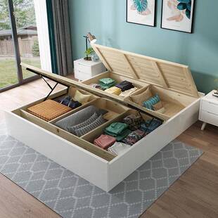 无床头气压高箱储物榻榻米床现代简约北欧实木床抽屉储物落地矮床