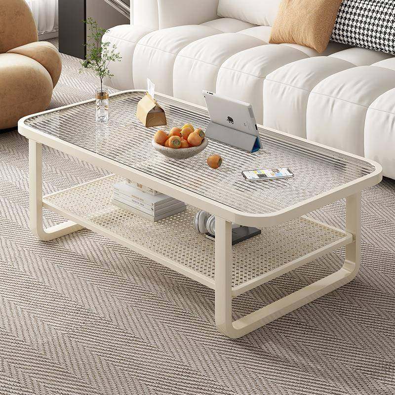 客厅阳台家用沙发小户型边几小桌子现代简约双层茶桌钢化玻璃茶几