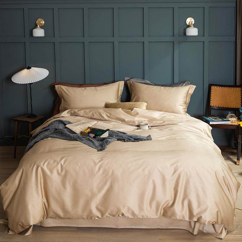 100支长绒棉欧式四件套素纯色轻奢风床单纯色被套2米双人床上用品