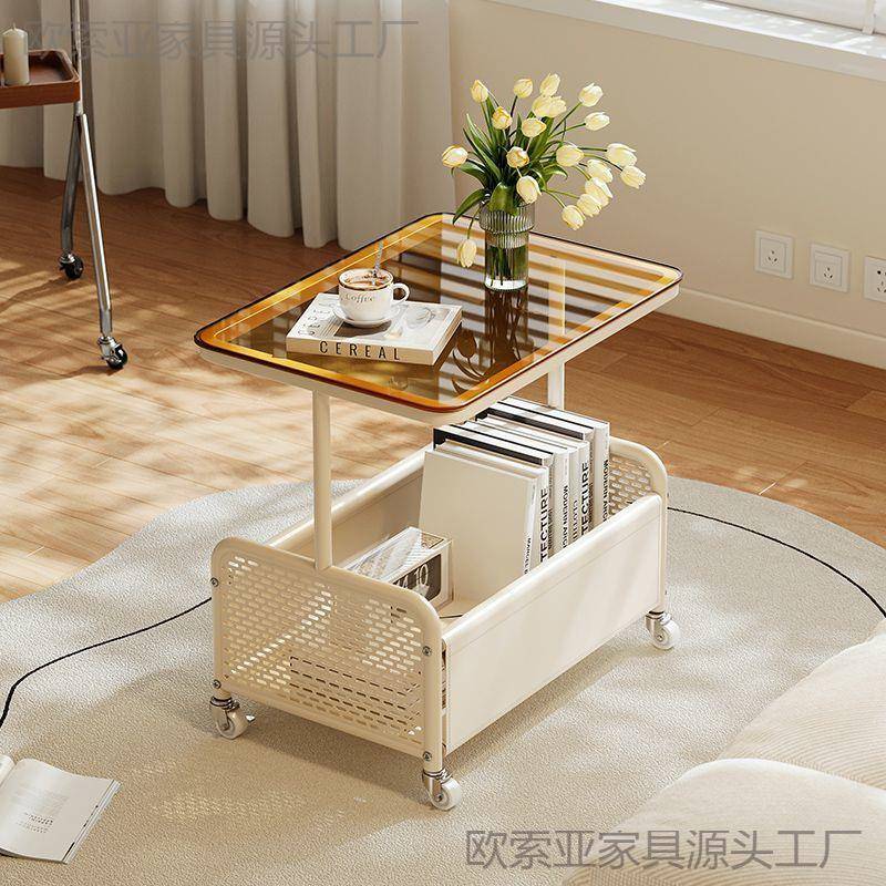 创意客厅小边几可移动小推车极简茶几沙发边床头置物架轻奢高级感