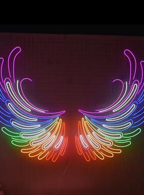天使翅膀霓虹灯亚克力LED发光装饰灯Angel'swings网红墙造型灯牌