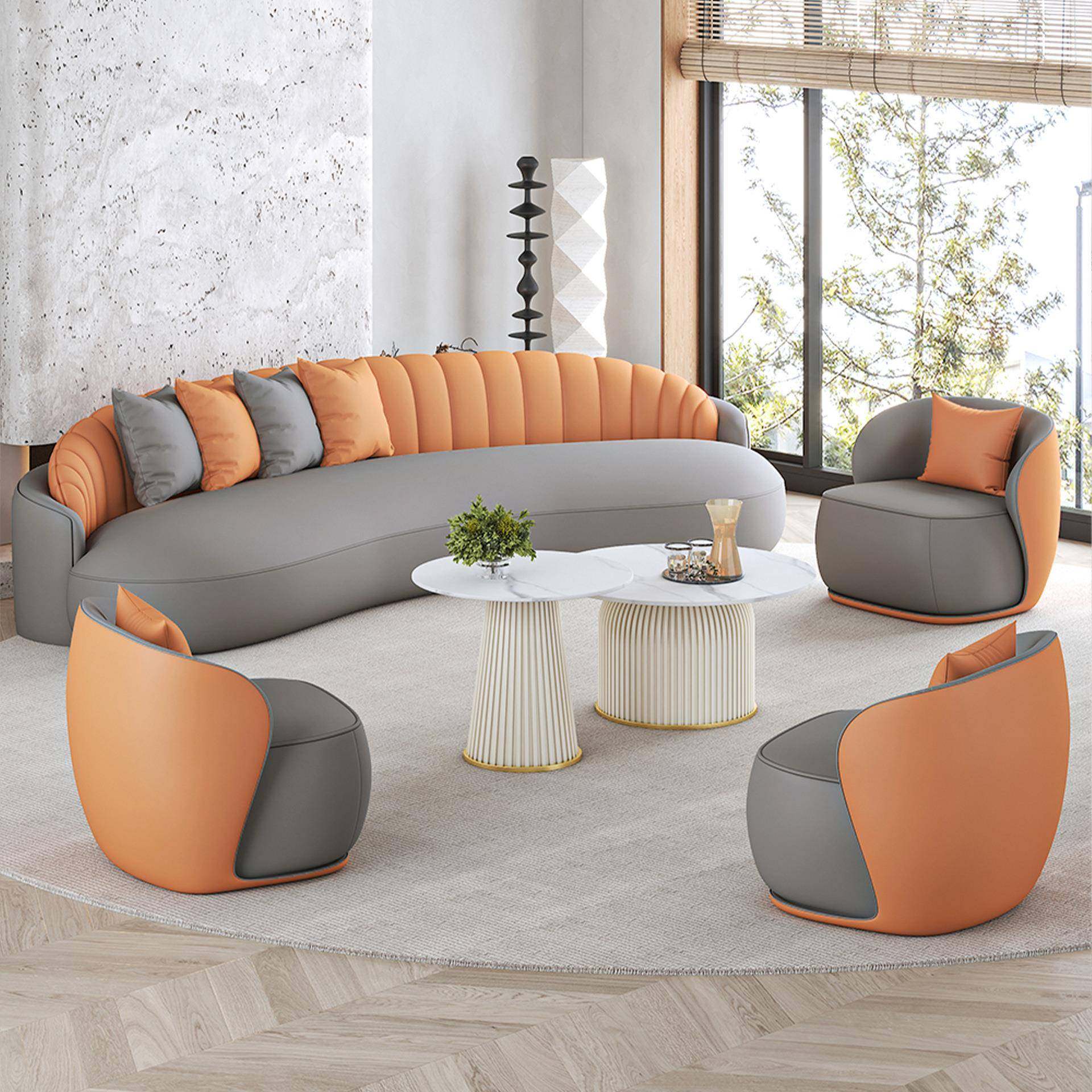 北欧沙发轻奢休息区猫爪皮沙发接待室会客洽谈办公室休闲弧形沙发,鲜花速递/花卉仿真/绿植园艺,割草机/草坪机,淘宝优惠券,粉丝福利购,淘宝优惠卷