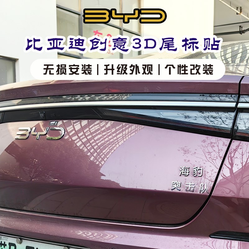 比亚迪海豹突击队特战队3D立体原车电镀铬个性创意汉字改装饰车贴